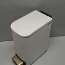 Slim Bathroom Trash Can with Lid Soft Close, Stainless Steel Garbage Can Step Trash Bin with Removable Inner Bucket for Bedroom, Office, Kitchen (Matt White, 1.8 Gallons)