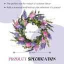 Spring Wreaths for Front Door with Lavender and Lilac, 20 Inch Outdoor Summer Wreath, Farmhouse Indoor Decor, Purple Floral Wreath for Wedding Home Wall Window Porch