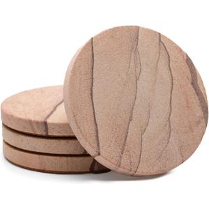 Thirstystone Cinnabar Brand, Multicolor All Natural Sandstone-Durable Stone with Varying Patterns, Every Coaster Is An Original, 4 inch round