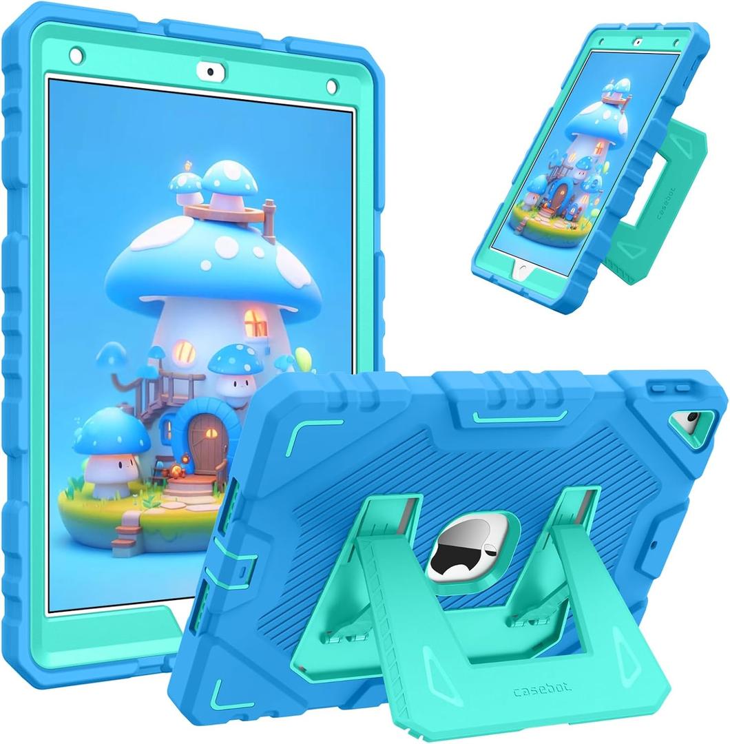 Fintie Case for iPad 9th Generation (2021) / 8th Generation (2020) / 7th Gen (2019) 10.2 Inch, Fully-Body Rugged Heavy Duty Shockproof Protective Case with Built-in Kickstand for Kids, Blue/Green