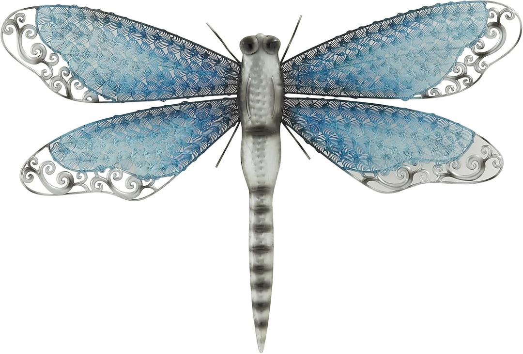 Deco 79 Metal Dragonfly Home Wall Decor Indoor Outdoor Wall Sculpture, Wall Art 25" x 1" x 16", Blue