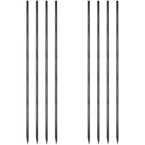 VVOKGO 48 Inches 8Pcs Steel Rebar Stakes with Chisel Point End, Heavy Duty Straight Landscpe Timber Spikes Metal Garden Camping Plant Support Garden Stakes Anti Rust Black