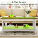 YOSHOOT 47.2" Farmhouse Coffee Table - Coffee Tables for Living Room, Small Coffee Table with Storage, Center Table for Living Room, Bedroom, Office, White, 21.65"D x47.24"W x 18.7"H
