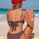ZAFUL Women Ruffled Bikini Set Scoop Neck Swimsuit (Brown, Large)