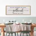 The Best Memories Are Made Gathered Around The Table Sign Wall Art Decor 40 x 15 Inch Dining Room Large Rustic Farmhouse Wood Framed Kitchen Home Wall Hanging Decoration (Wood)