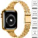 QUNDAXI Slim Watch Band Compatible with Apple Watch 41mm 45mm 42mm 44mm 40mm 38mm Metal Stainless Steel Watchband Suitable for iWatch 11/10/9/8/7/6/5/4/3/2/1/SE Series Women Luxury Strap