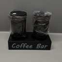 ELLDOO Coffee Containers with Shelf & Scoop - 2 Pcs 23.7OZ(700 ML) Black Metal Coffee Storage Jars with Airtight Lid, Kitchen Food Storage Jars for Coffee Beans, Coffee Powder, Nuts, Snack, Sugar, Tea