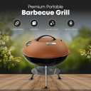 GasOne 14-inch Portable Charcoal Barbecue Grill with Thermometer Lux Brown