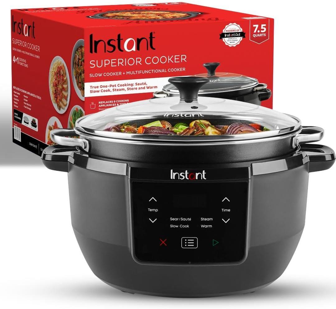 Instant Pot Superior Cooker 7.5QT Slow Cooker and Multicooker, 4-in-1 Functions, Sears/Saut, Slow Cooks/Roast, Steams and Warms, From The Makers of Instant Pot