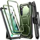 i-Blason Armorbox for Samsung Galaxy S23 Plus Case with Stand & Belt-Clip [Built-in Screen Protector] [2 Front Frames] [Military-Grade Protection] Full-Body Rugged Bumper Case with Kickstand (Green)