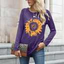 Locryz Women Tunic Tops for LeggingsGraphic Print Shirt Casual Long Sleeve Tunics Blouse (Purple, L)