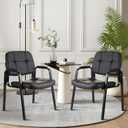 CLATINA Waiting Room Guest Chair with Bonded Leather Padded Arm Rest for Office Reception and Conference Desk Black 2 Pack