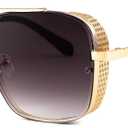 FEISEDY Sunglasses Mens Women Vintage Pilot Square Trendy Metal Steampunk Fishing Driving Sun Glasses B2894 (Gold Gradient Black)