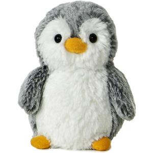 Aurora Playful Pompom Penguin Mini Stuffed Animal - Vibrant Companions for Warm Cuddles - Perfect for Adults, Kids, and Birthdays - Gray 6 Inches