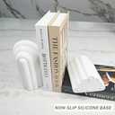 Heavy Book Ends Set of 2, Concrete Bookends for Shelves and Bookshelf Decor, Stylish and Durable Decor, Minimalist Book Ends for Shelves, Perfect for Home and Office (Arch 1)
