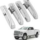 4Pcs Exterior Door Handle Compatible with 2009-2025 Dodge Ram 1500 Classic 2500 3500 Pickup Replace for 55112382AB 55112383AB 55112384AB 55112385AB Chrome Outside Handle Front Rear Left Right (Silvery - 4 Pieces)