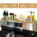 Yesland 30" Wide Stove Top Shelf Spice Rack Storage, Magnetic Bamboo Spices Shelf Flexible Seasoning Gadgets with 4 Functional Partitions for Home Stove Kitchen Storage Organization