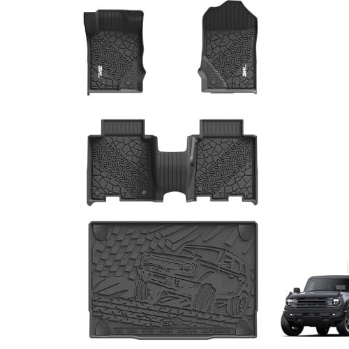Amazon.com: 3W Floor Mats & Cargo Liner Fit for 2021-2024 2025 Ford Bronco 4 Door, TPE All Weather Custom Fit Floor Liner 1st 2nd Row and Full Set Trunk Mats, Black (Not for Bronco Sport & Rubberized Floor) : Automotive