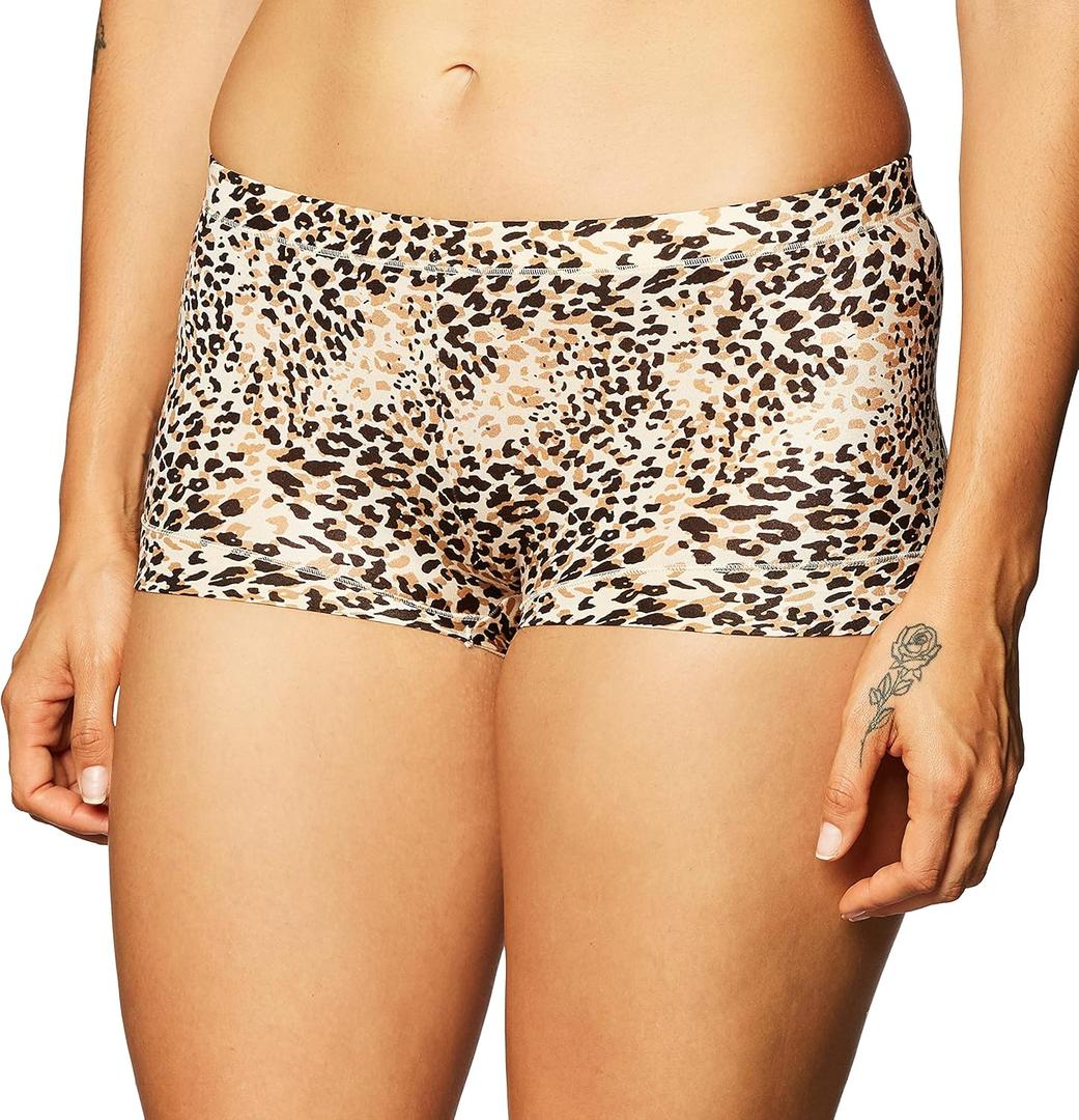 Maidenform womens Dream Boyshort Panty (6, Neutral Snow Leopard, Beige), Pack Of 2