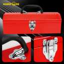 MANUFORE 16" Metal Tool Box Lightweight and Sturdy Storage Box Made of Heavy Steel and Nicely Finished and Painted