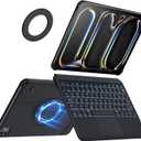 Nillkin iPad Pro 11 inch (M4, 2024) Case with Detachable Keyboard, Adhesive Cover with Keyboard, Magic Trackpad, 7-Color Backlit, Adjustable Stand, Slim Magnetic Backplate with iPad Wall Mount, Black