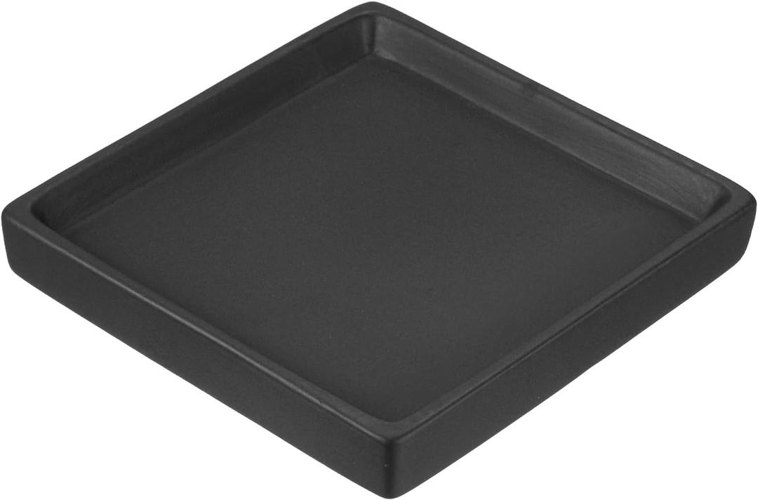 PATIKIL Plant Pot Saucers 5 Inch, Ceramic Square Flower Drip Tray for Indoor Outdoor, Black