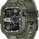 amBand Compatible with Apple Watch Series 9/8/7/6/5/4 & SE 3/2/1 41mm/40mm Band Case for Men, M1 Sport Rugged Case with Strap Military Protective Cover Bumper for iWatch 41/40 mm - Army Green