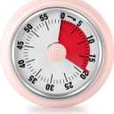 Visual Timer, Teeloray 60-Minute Countdown Timer, Kitchen Timer with Magnetic Base, Mechanical Clockwork, Ringer Alert, Time Management Tool for Children and Adults, Study/Work/Cooking (Pink)