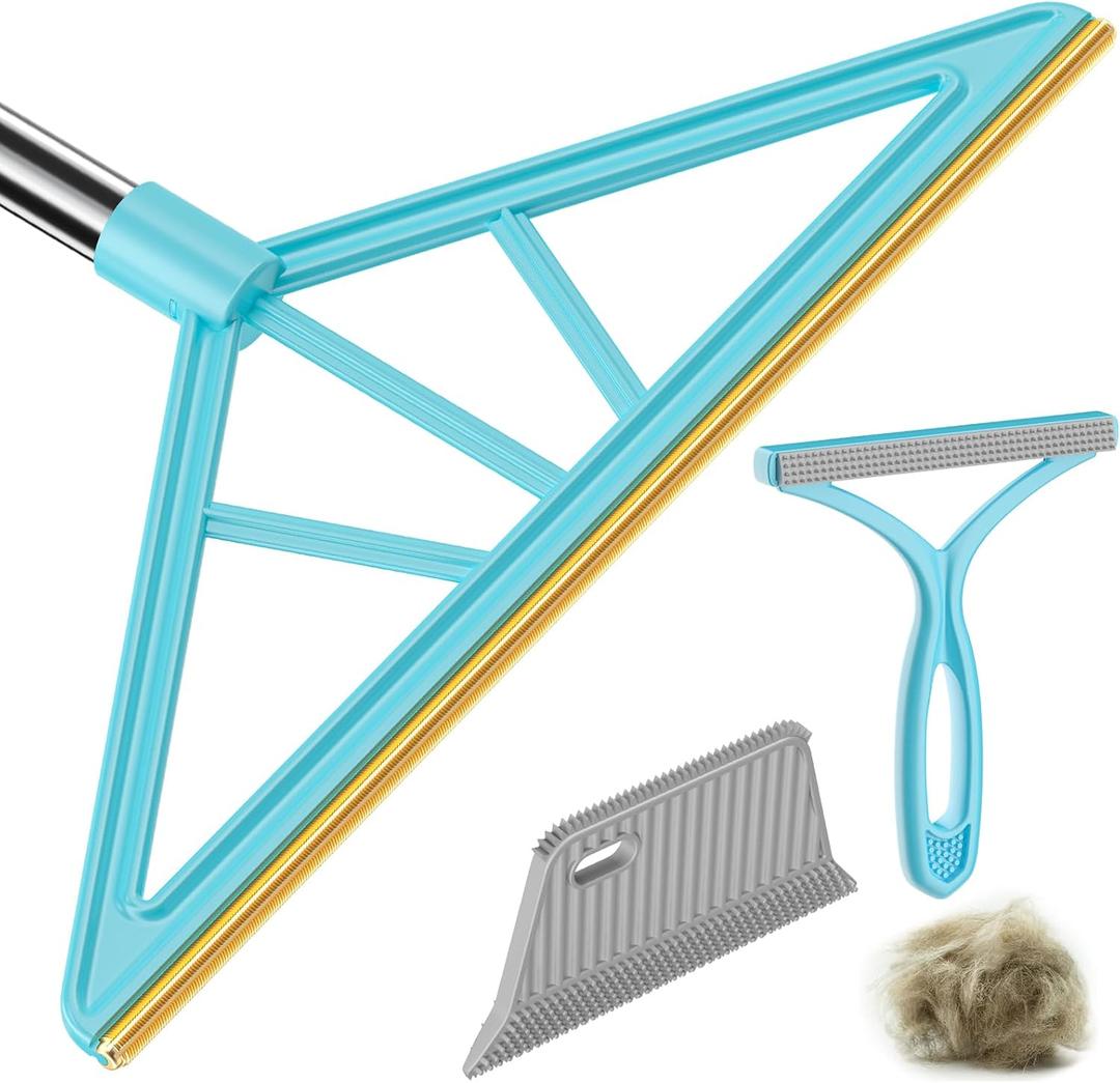 Carpet Rake for Pet Hair Removal,Reusable Pet Hair Remover, 55Adjustable Long Handle Carpet Rake Pet Hair Remover,Dog Hair Rake,Cat Fur Brush,Lint Remover Scraper for Carpets,Rugs,Mats,Couch