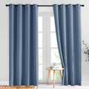 NICETOWN Stone Blue Blackout Curtains for Living Room 84 inches Long - Thermal Insulated Grommet Room Darkening Window Treatments Sound Reducing Drapes for Bedroom, 2 Panels, W52 x L84