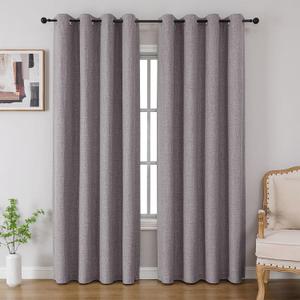 CUCRAF 100% Blackout Curtains 54 inches Length 2 Panels Set, Room Darkening Linen Textured Curtain Grommet for Bedroom Living Room, Light Blocking Thermal Insulated Drapes (52 x 54 Inch,Light Grey)