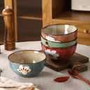 Ceramic Soup Bowls for Kitchen, 28oz Flower Bowls Set of 4, Suitable for Breakfast, Lunch, Dinner, Ideal for Ramen, Cereal, Pasta, Grains, Salads, Gifts, Kitchen Decoration