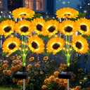 EDOF 2 Pack with 12 Sunflower Solar Lights Outdoor Garden Decor,Solar Flowers Lights Waterproof,Sunflowers Gifts for Mom Women Grandma Birthday,Decorative Stakes Lights for Landscape Yard Patio Lawn