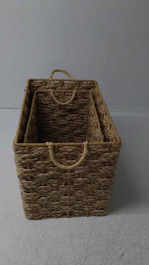 Wicker Basket with Handles, Natural Brown 2 Pcs (11"x17", 9"x16")