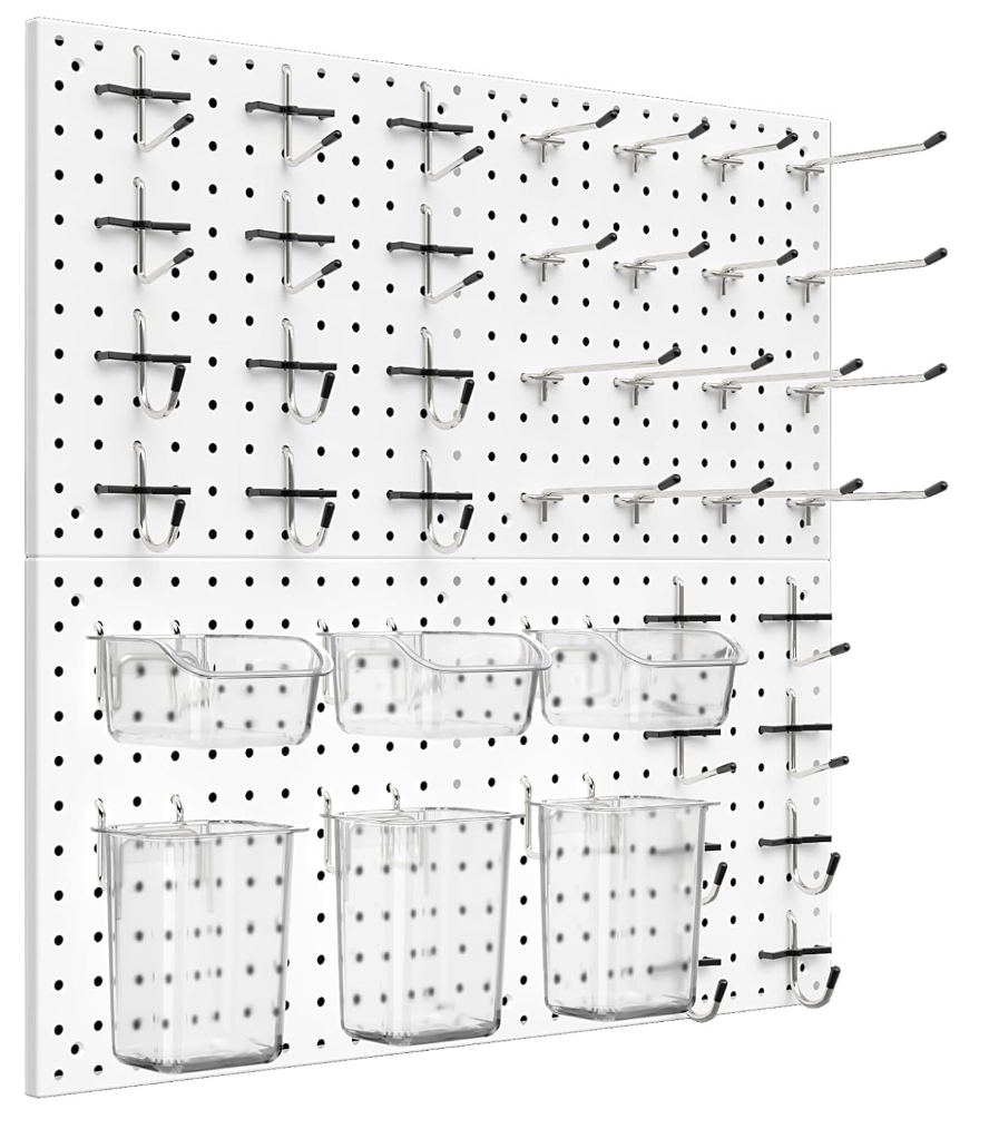 Daanxw Peg Board Kit, Includes Pegboard and Accessories,with Hooks and Bins,Peg Board Wall Organizer for Office,Ornaments Display,Crafts Organization (66, White)