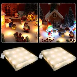 Zhengmy 2 Pcs Christmas Lighted Snow Blanket for Christmas Village 4.9ft x 16 Inch Pre Lit Fake Snow Blanket LED Lighted Runner Table Decor for Xmas Holiday Village Display(Warm White)
