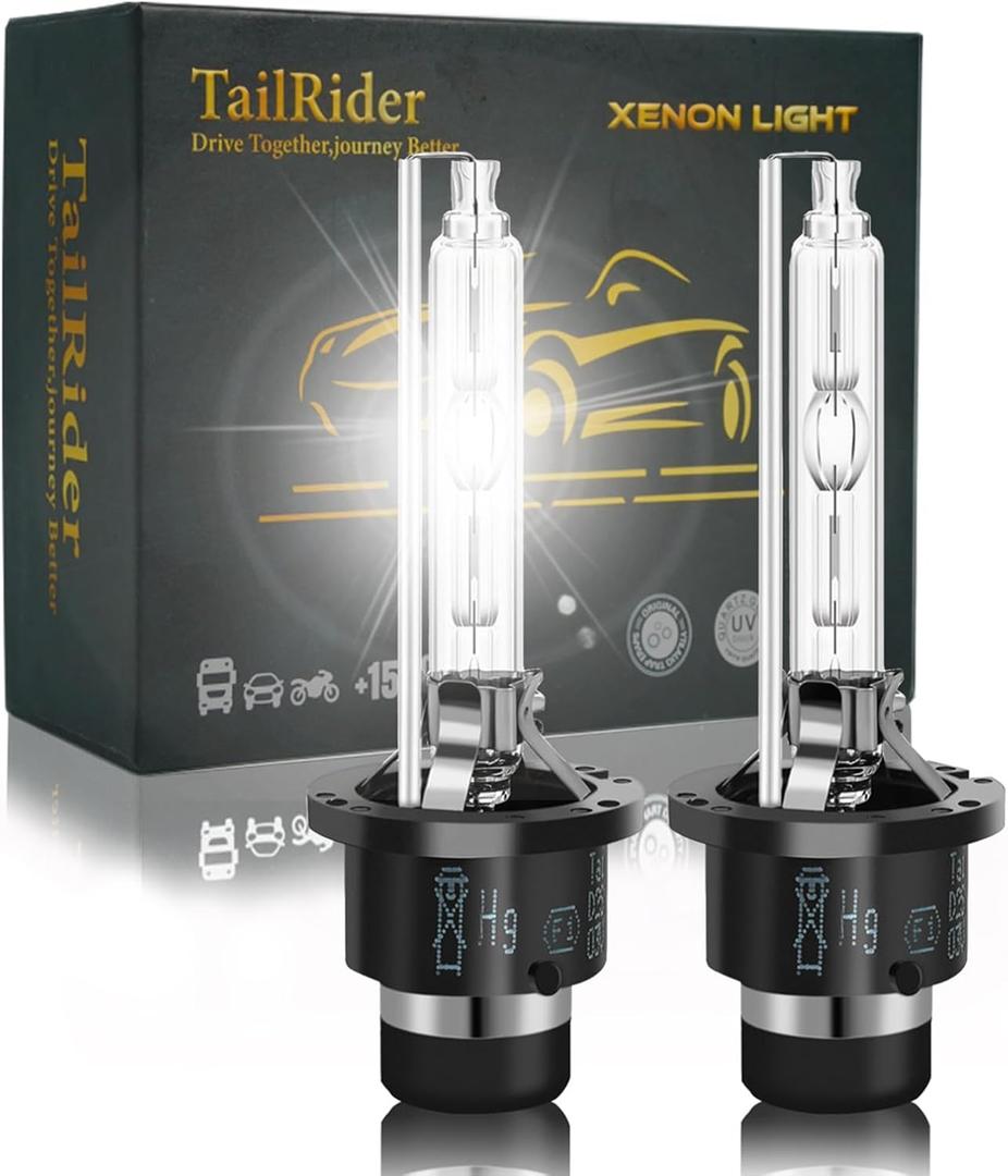 D2S HID Bulbs 6000K Cool White, 35W High/Low Beam D2S Bulb Replacement - Pack of 2 | 3200LM Super Bright HID Bulbs IP67 Waterproof, Night Driving Safety for City Commuters