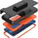 Compatible with Motorola Edge 2021/Edge 5G UW 2021 Case, Heavy Duty Rugged Shockproof Full Body Protection Kickstand Case with Belt Clip Holster for Motorola Edge 2021 Phone (Orange)