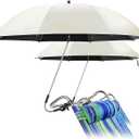 Talltalk 2 Pcs Beach Umbrella with Universal Clamp Adjustable Beach Shade UV Protection Chair Portable Outdoor Umbrella for Camping Patio Chairs Golf Carts