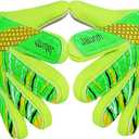 Jalunth Goalkeeper Goalie Soccer Gloves Kids Youth Goal Keeper Field Player Glove Boys Girls Embossed Anti-Slip Latex Palm Soft Pu Hand Back, Size 7 Suitable for 9-10 Years
