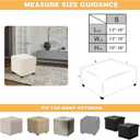 NeColorLife Small Ottoman Cover Square, Stretch Slipcover for Storage Stool, Soft Knitted Jacquard Footstool Protector for Living Room, Beige, 2PCS