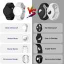 R-fun Waterproof for Air Tag Bracelets [2 Pack] Compatible with Apple Air Tag Finders with Soft Silicone,Anti Lost GPS Item Finders Case Cover,Black/White