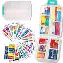 Pill Organizer With Medicine Labels - 7 Day Travel Daily Container, Mini Medication Storage Case, White With 161 Labels (Pill Box with Stickers)