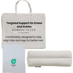 FOSSFLAKES Knee Ankle Pillow with Cover Orthopedic Support Cushion for Side and Back Sleepers Therapeutic Leg Alignment, Breathable & Washable By Nordic Sleep, 64 x 29 cm