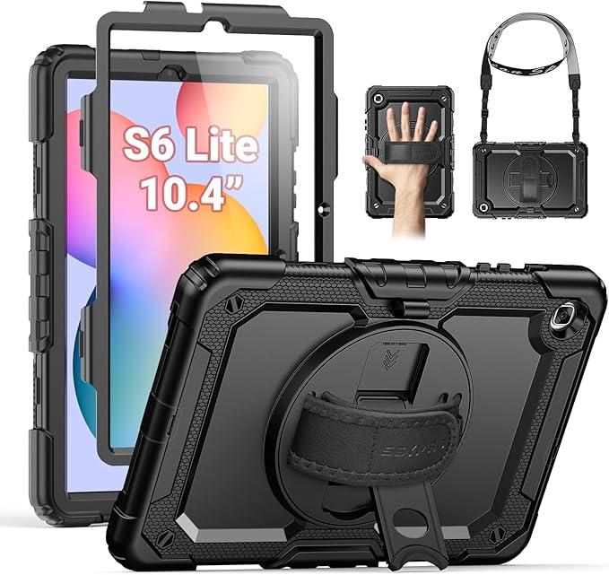 SEYMAC Case Heavy Duty Shockproof Protective Case with Screen Protector, Rotating Stand and Hand/Shoulder Strap, 10.4 inch - S6 Lite