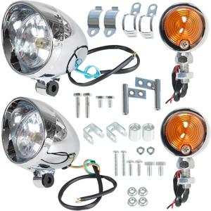 LABLT Motorcycle Chrome Passing Driving Spot Fog Light Turn Signal Light Set Replacement for Most Motorcycle