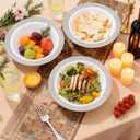 I00000 100 Silver Plastic Bowls,12 OZ White Disposable Bowls,Fancy Plastic Salad Bowl,Premium Heavy Duty Disposable Soup Bowl for Parties,Weddings,Dinners, Catering, Picnics