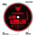 FOXBC 12 Inch Aluminum Cutting Saw Blade, 120T Tooth, TCG with 1-Inch Arbor