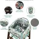 Baby High Chair Cover Restaurant with Strap Pads & 3-Point Harness, Machine Washable, Waterproof Portable Highchair Covers for Eating, Travel, Home Use - Fits Wooden Chairs, Green Dinosaurs