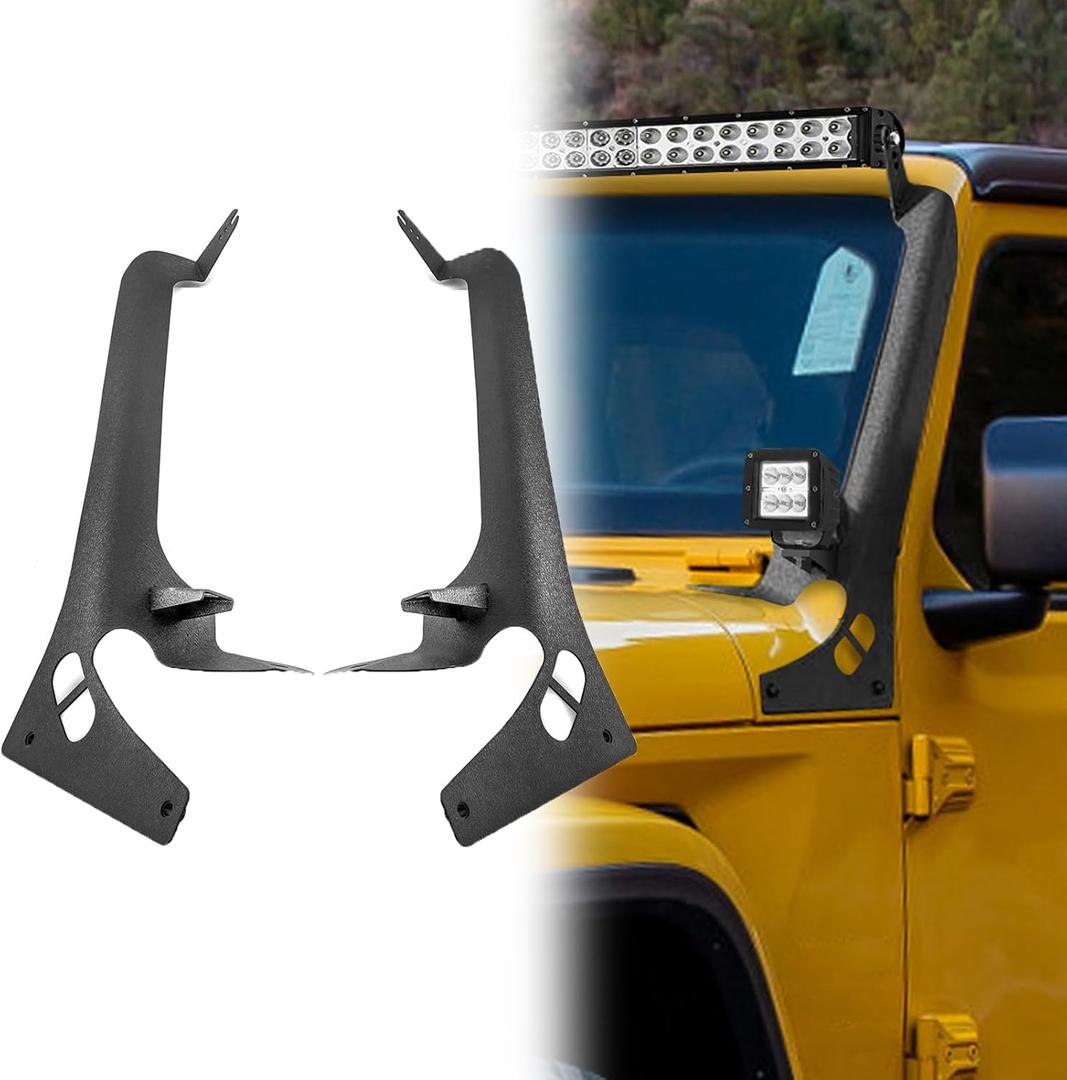 WeiSen 50" LED Straight Light Bar Brackets Windshield Roof A-Pillar Light Mounts Compatible with Jeep Wrangler JL/JLU Gladiator JT 2018-2023(Does not Fit Jeep Gladiator Mojave Model)